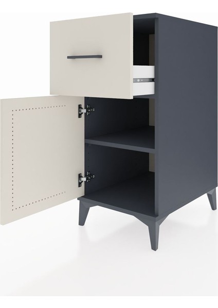 Kronos Komodin Tek Raflı Tek Çekmeceli Tek Kapaklı 44X59X96 Antrasit-Aytaşı fırsatları