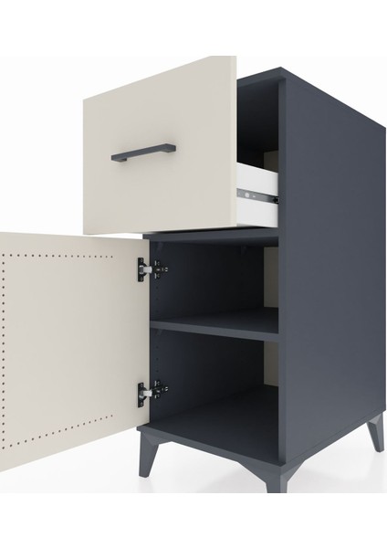 Kronos Komodin Tek Raflı Tek Çekmeceli Tek Kapaklı 44X59X96 Antrasit-Aytaşı indirimleri