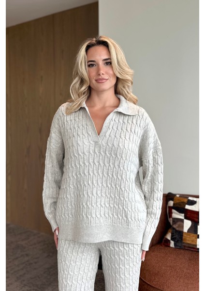 Bej Örgü Triko Takım - 98074 fırsatları