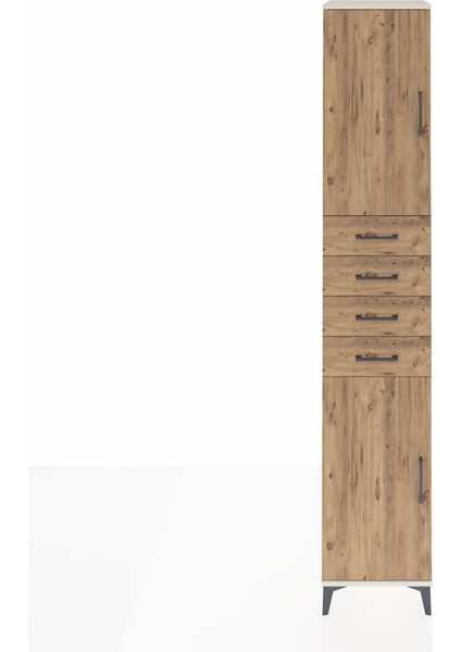Hyperion Dolap 4 Raflı 4 Çekmeceli 2 Kapaklı 44X44X243 Aytaşı-Çam