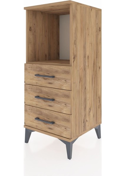 Hyperion Komodin Tek Raflı 3 Çekmeceli 44X44X106 Çam-Çam modelleri