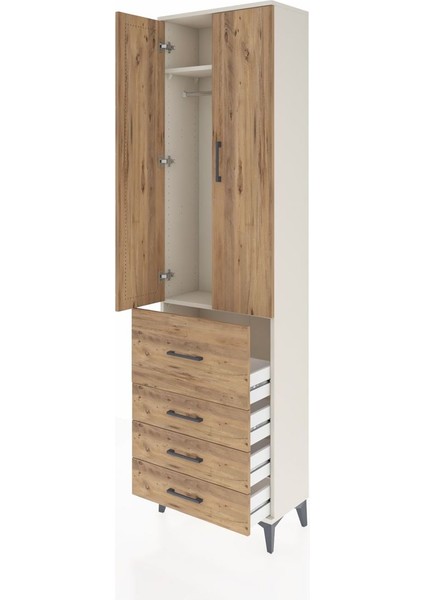 Arges Dolap 2 Raflı 4 Çekmeceli Tek Askılı 60X30X221 Aytaşı-Çam fırsatları