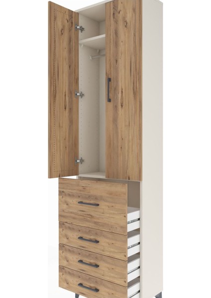 Arges Dolap 2 Raflı 4 Çekmeceli Tek Askılı 60X30X221 Aytaşı-Çam indirimleri