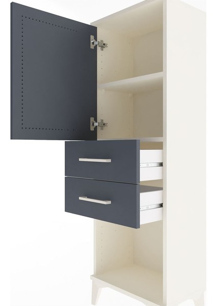 Arges Dolap 2 Raflı 2 Çekmeceli Tek Kapaklı 44X30X134 Aytaşı-Antrasit indirimleri