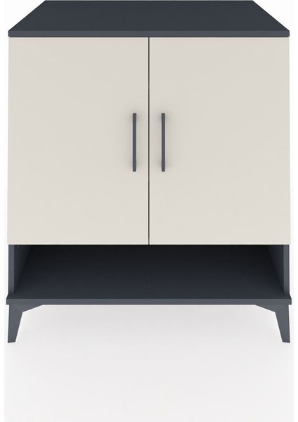 Kronos Şifonyer 3 Raflı 2 Kapaklı 88X59X96 Antrasit-Aytaşı