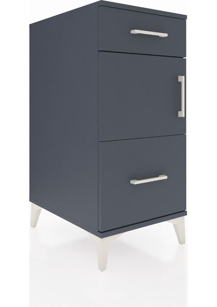 Kronos Komodin Tek Raflı 2 Çekmeceli Tek Kapaklı 44X59X96 Antrasit-Antrasit fiyatları