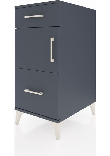 Kronos Komodin Tek Raflı 2 Çekmeceli Tek Kapaklı 44X59X96 Antrasit-Antrasit modelleri