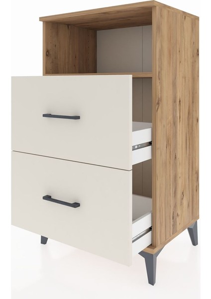 Hyperion Komodin Tek Raflı 2 Çekmeceli 60X44X106 Çam-Aytaşı fırsatları