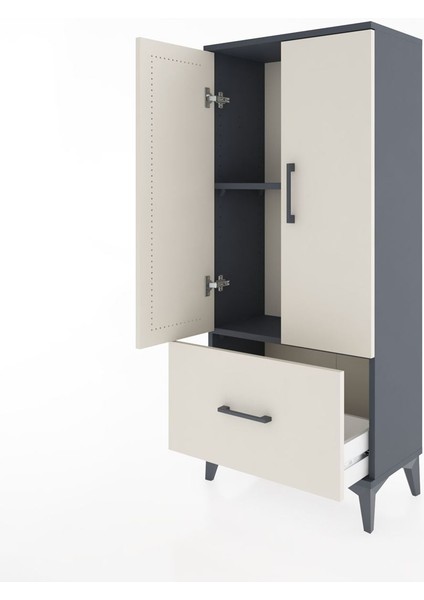 Hyperion Dolap 2 Raflı Tek Çekmeceli 2 Kapaklı 60X44X134 Antrasit-Aytaşı fırsatları