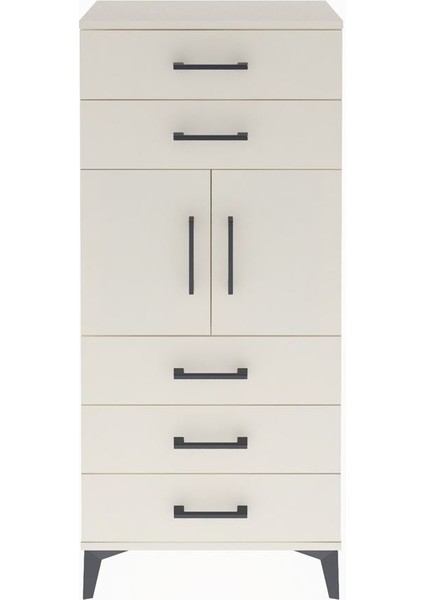 Arges Dolap Tek Raflı 5 Çekmeceli 2 Kapaklı 60X30X134 Aytaşı-Aytaşı