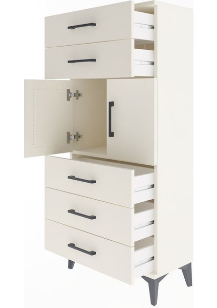 Arges Dolap Tek Raflı 5 Çekmeceli 2 Kapaklı 60X30X134 Aytaşı-Aytaşı fırsatları