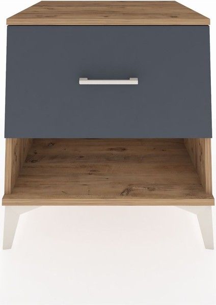 Kronos Komodin Tek Çekmeceli 60X59X64 Çam-Antrasit