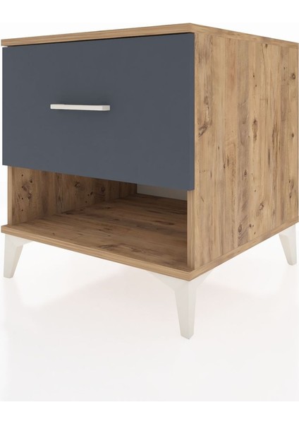 Kronos Komodin Tek Çekmeceli 60X59X64 Çam-Antrasit indirimleri