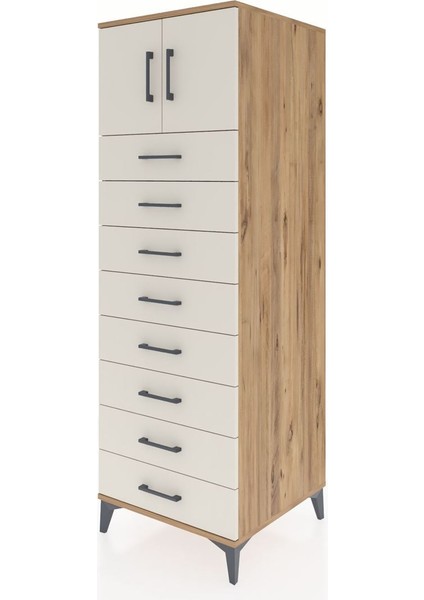 Kronos Dolap Tek Raflı 8 Çekmeceli 2 Kapaklı 60X59X182 Çam-Aytaşı modelleri