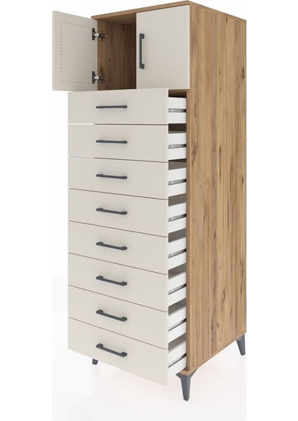 Kronos Dolap Tek Raflı 8 Çekmeceli 2 Kapaklı 60X59X182 Çam-Aytaşı fırsatları