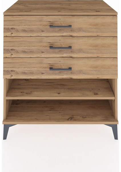 Kronos Şifonyer Tek Raflı 3 Çekmeceli 88X59X96 Çam-Çam
