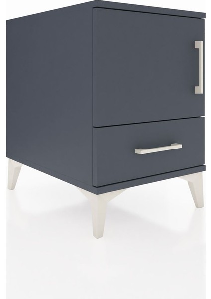 Kronos Komodin 2 Raflı Tek Çekmeceli Tek Kapaklı 44X59X64 Antrasit-Antrasit fiyatları