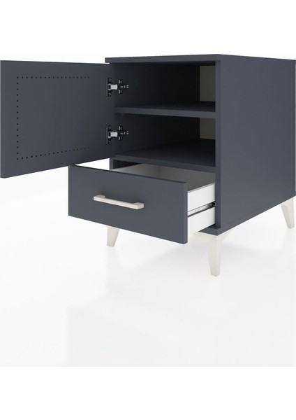 Kronos Komodin 2 Raflı Tek Çekmeceli Tek Kapaklı 44X59X64 Antrasit-Antrasit fırsatları