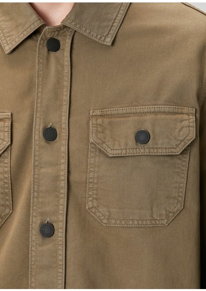 Haki Gabardin Denim Gömlek