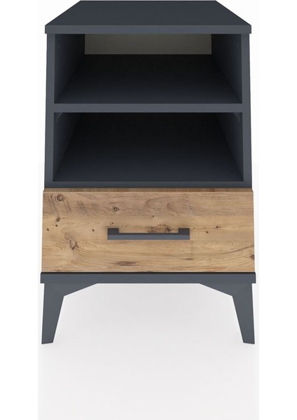 Kronos Komodin 2 Raflı Tek Çekmeceli 44X59X64 Antrasit-Çam