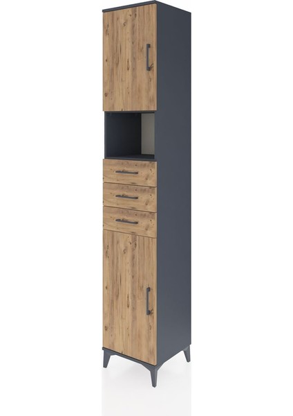 Hyperion Dolap 4 Raflı 3 Çekmeceli 2 Kapaklı 44X44X243 Antrasit-Çam modelleri
