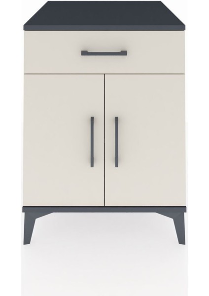 Kronos Komodin Tek Raflı Tek Çekmeceli 2 Kapaklı 60X59X80 Antrasit-Aytaşı