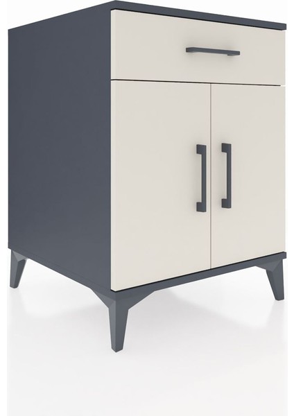 Kronos Komodin Tek Raflı Tek Çekmeceli 2 Kapaklı 60X59X80 Antrasit-Aytaşı fiyatları