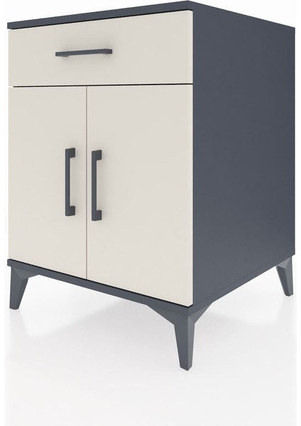 Kronos Komodin Tek Raflı Tek Çekmeceli 2 Kapaklı 60X59X80 Antrasit-Aytaşı modelleri