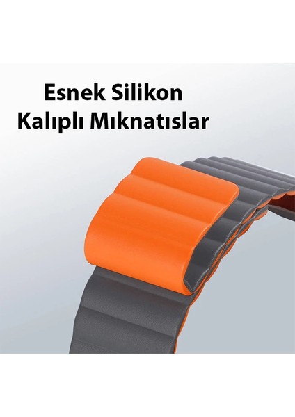 Dux Ducıs Apple Watch 42/44/45MM Için Manyetik Zincir Versiyon Pu Deri Kayış KORDON-(1903)