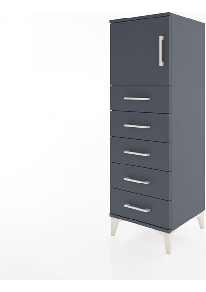 Hyperion Dolap Tek Raflı 5 Çekmeceli Tek Kapaklı 44X44X134 Antrasit-Antrasit modelleri