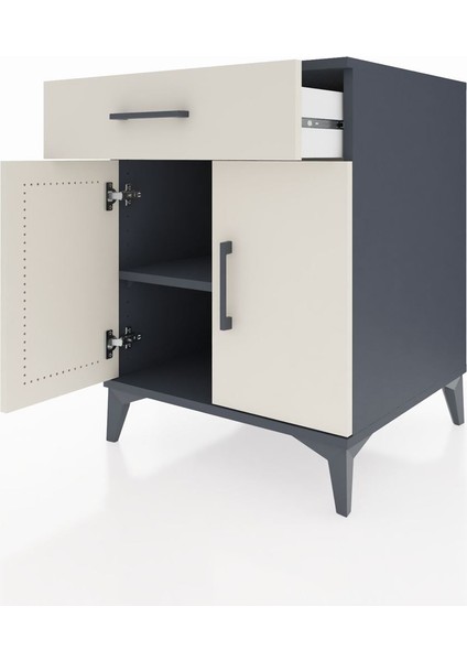 Kronos Komodin Tek Raflı Tek Çekmeceli 2 Kapaklı 60X59X80 Antrasit-Aytaşı fırsatları