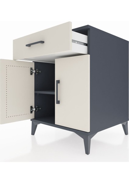 Kronos Komodin Tek Raflı Tek Çekmeceli 2 Kapaklı 60X59X80 Antrasit-Aytaşı indirimleri