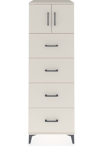 Kronos Dolap Tek Raflı 4 Çekmeceli 2 Kapaklı 60X59X182 Aytaşı-Aytaşı