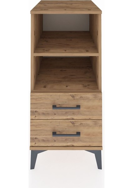Kronos Komodin 2 Raflı 2 Çekmeceli 44X59X96 Çam-Çam