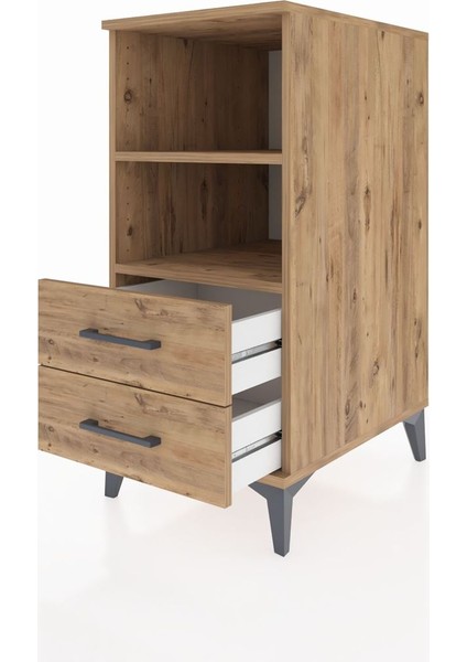 Kronos Komodin 2 Raflı 2 Çekmeceli 44X59X96 Çam-Çam fırsatları