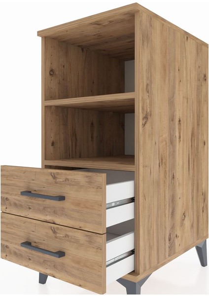 Kronos Komodin 2 Raflı 2 Çekmeceli 44X59X96 Çam-Çam indirimleri