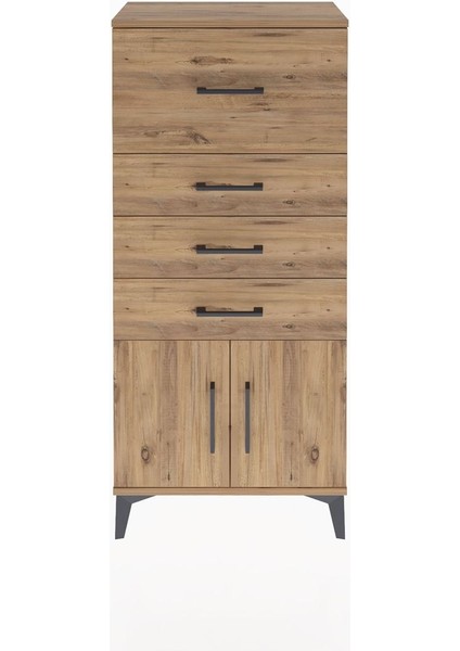 Arges Dolap 4 Çekmeceli 2 Kapaklı 60X30X134 Çam-Çam