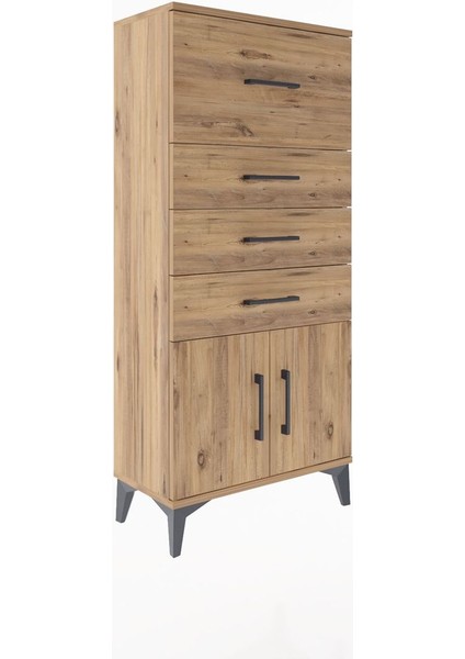 Arges Dolap 4 Çekmeceli 2 Kapaklı 60X30X134 Çam-Çam fiyatları