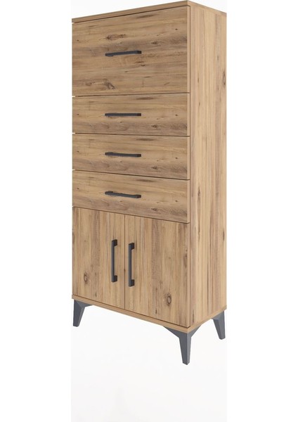 Arges Dolap 4 Çekmeceli 2 Kapaklı 60X30X134 Çam-Çam modelleri