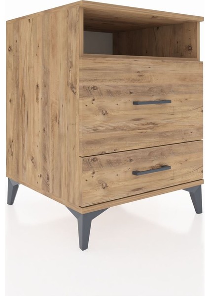 Kronos Komodin Tek Raflı 2 Çekmeceli 60X59X80 Çam-Çam fiyatları