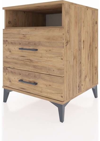 Kronos Komodin Tek Raflı 2 Çekmeceli 60X59X80 Çam-Çam modelleri