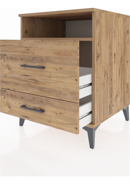 Kronos Komodin Tek Raflı 2 Çekmeceli 60X59X80 Çam-Çam fırsatları