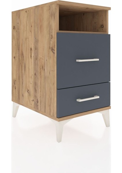 Kronos Komodin Tek Raflı 2 Çekmeceli 44X59X80 Çam-Antrasit fiyatları