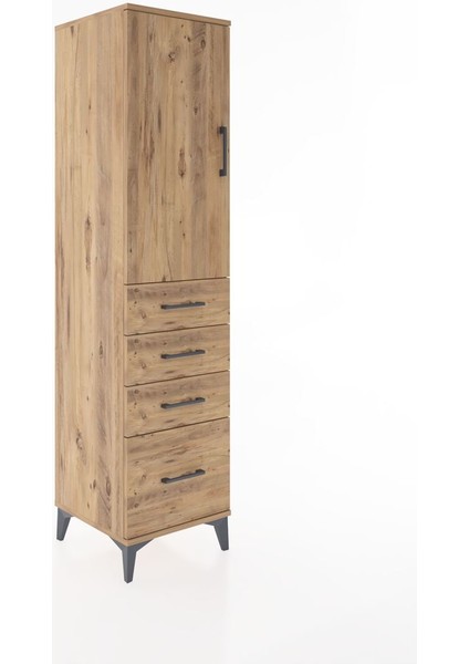 Hyperion Dolap 2 Raflı 4 Çekmeceli Tek Kapaklı 44X44X182 Çam-Çam fiyatları