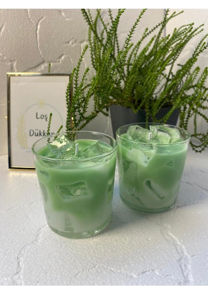 1 Adet Matcha Latte Mum Buzlu Jel Tasarım Kokulu Mum