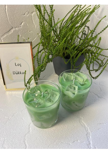 1 Adet Matcha Latte Mum Buzlu Jel Tasarım Kokulu Mum