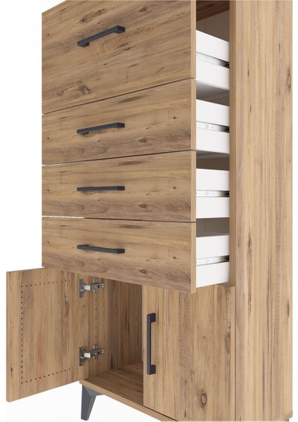 Arges Dolap 4 Çekmeceli 2 Kapaklı 60X30X134 Çam-Çam indirimleri