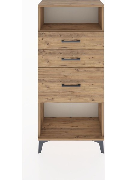 Hyperion Dolap Tek Raflı 3 Çekmeceli 60X44X134 Çam-Çam