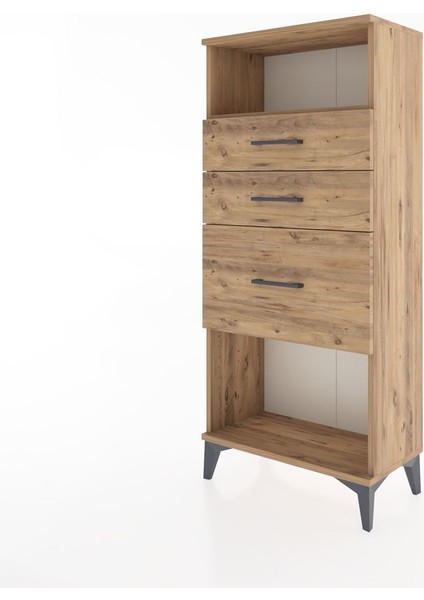 Hyperion Dolap Tek Raflı 3 Çekmeceli 60X44X134 Çam-Çam modelleri