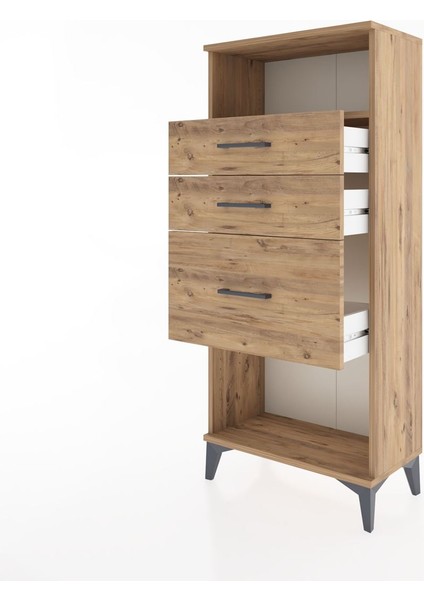 Hyperion Dolap Tek Raflı 3 Çekmeceli 60X44X134 Çam-Çam fırsatları